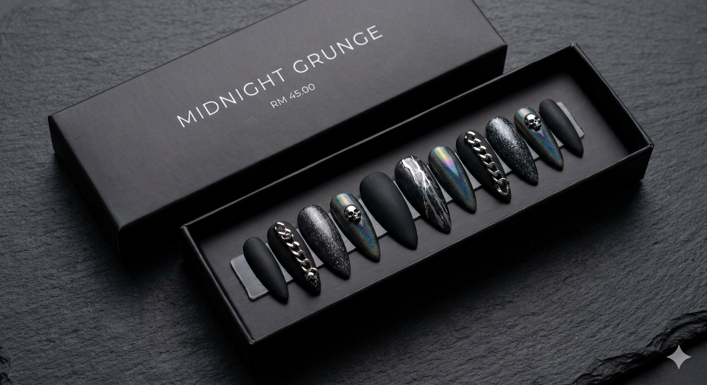 Midnight Grunge Press-On Nails